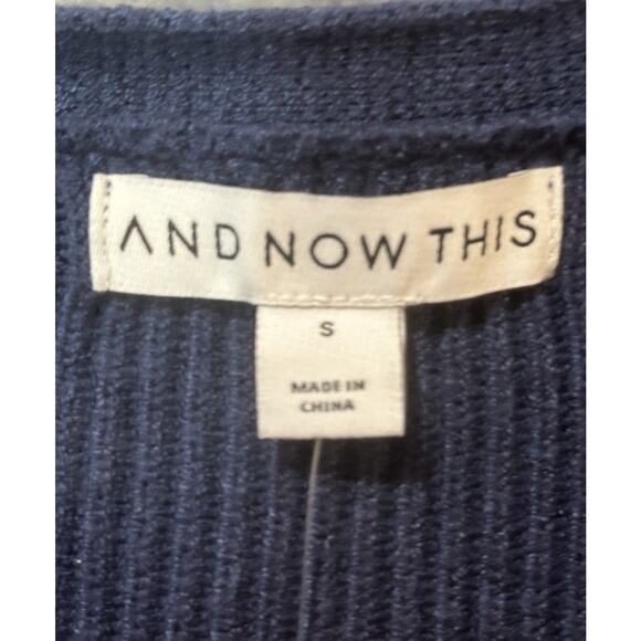 And Now This Blue Puff Sleeve Button Front Cropped Sweater Women’s S NWT - Picture 4 of 10